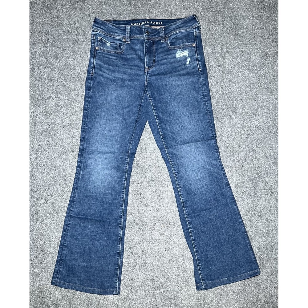 American Eagle Kick Boot Jeans Women 6 Reg Next Level Stretch Distress Mid Rise
